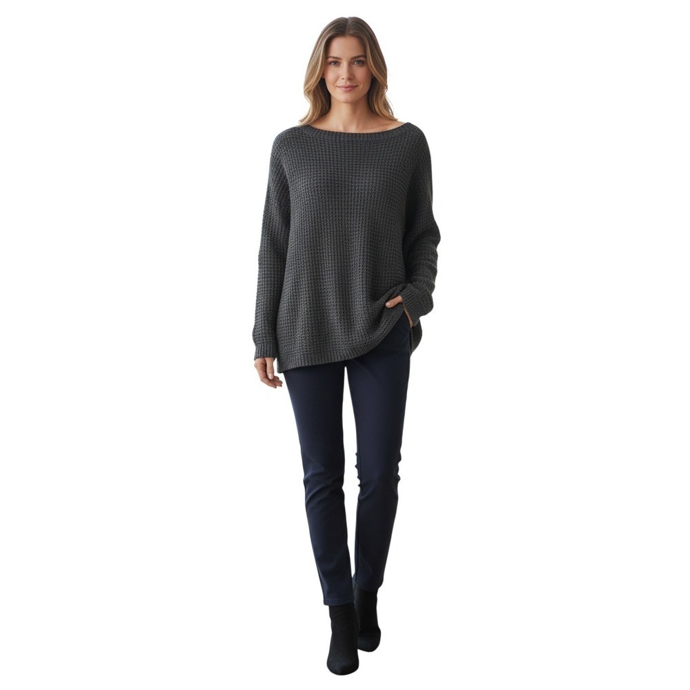 Anthropologie Cowl Back Metallic Knit Top Charcoal Grey S